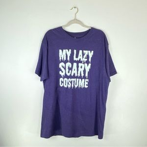 My Lazy Scary Mens XL Costume Halloween Print Purple T Shirt Way To Celebrate